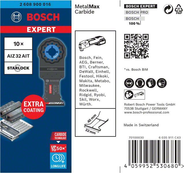 BOSCH Sägeblatt Tauchsägeblatt Metal AIZ32AIT Expert Starlock VE 10