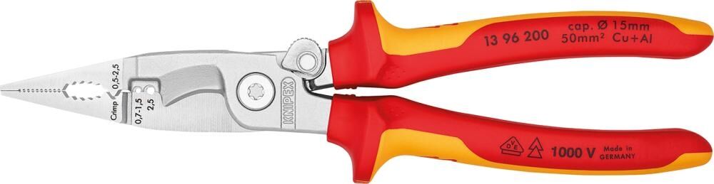 KNIPEX Elektro Installationszange 200mm VDE 13 96 200