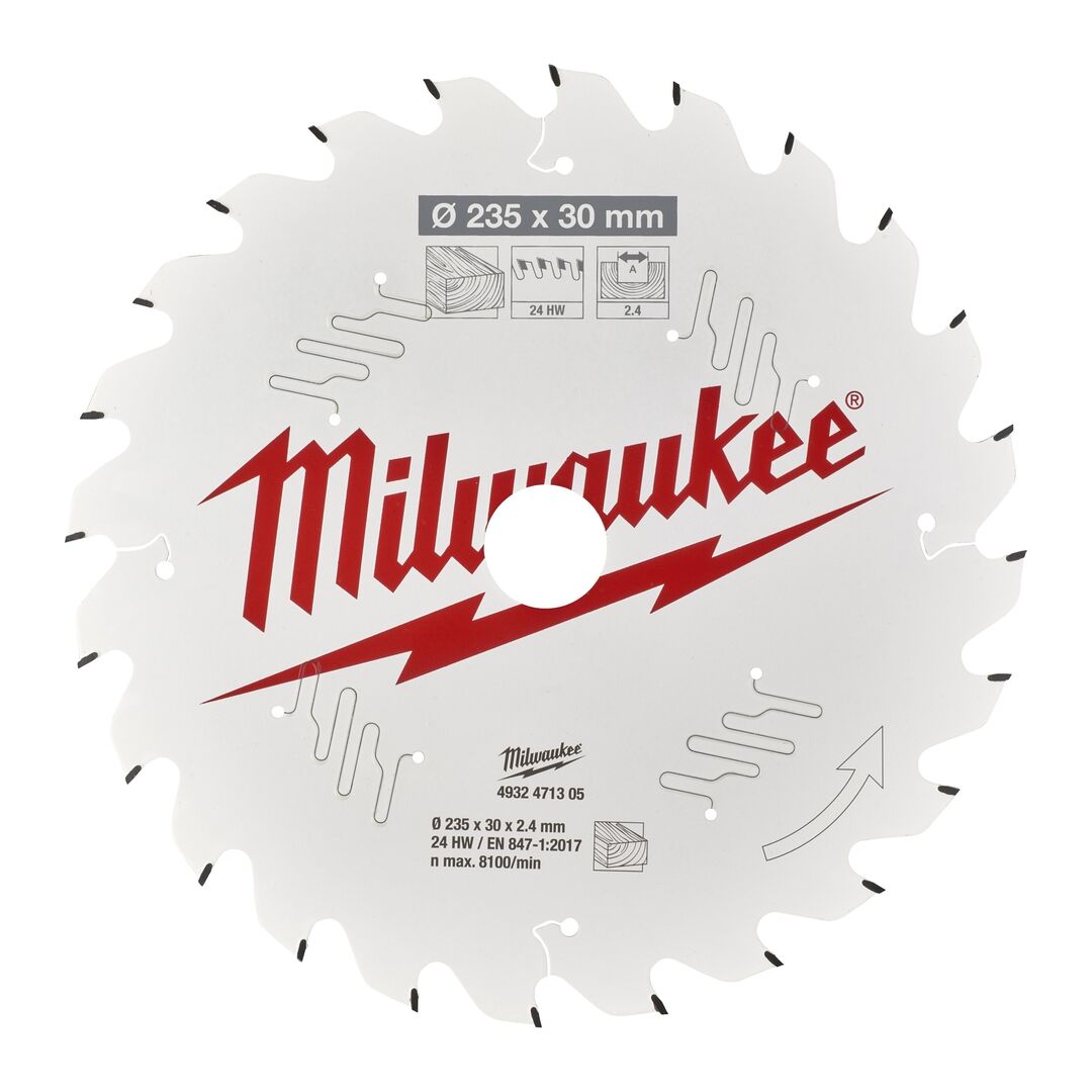 MILWAUKEE Kreissägeblatt Holz für Handkreissägen 235/30mm Z24 Wechselzahn