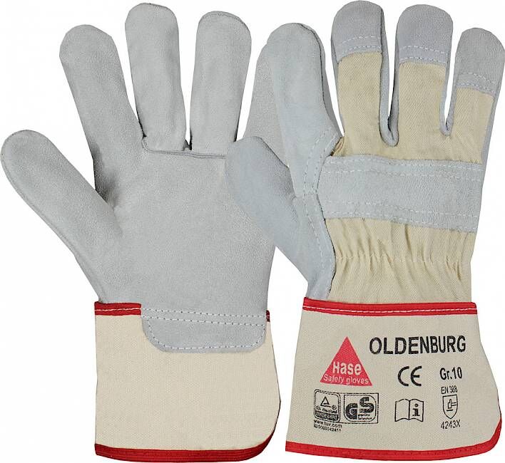 HASE Handschuhe Oldenburg Gr. 10 Rindspaltleder TÜV-GS