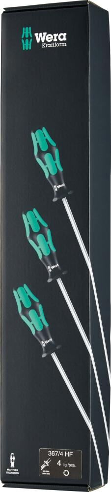 WERA Schraubendrehersatz 367/4 TORX HFL 05028074001mit 300mm langen Klingen