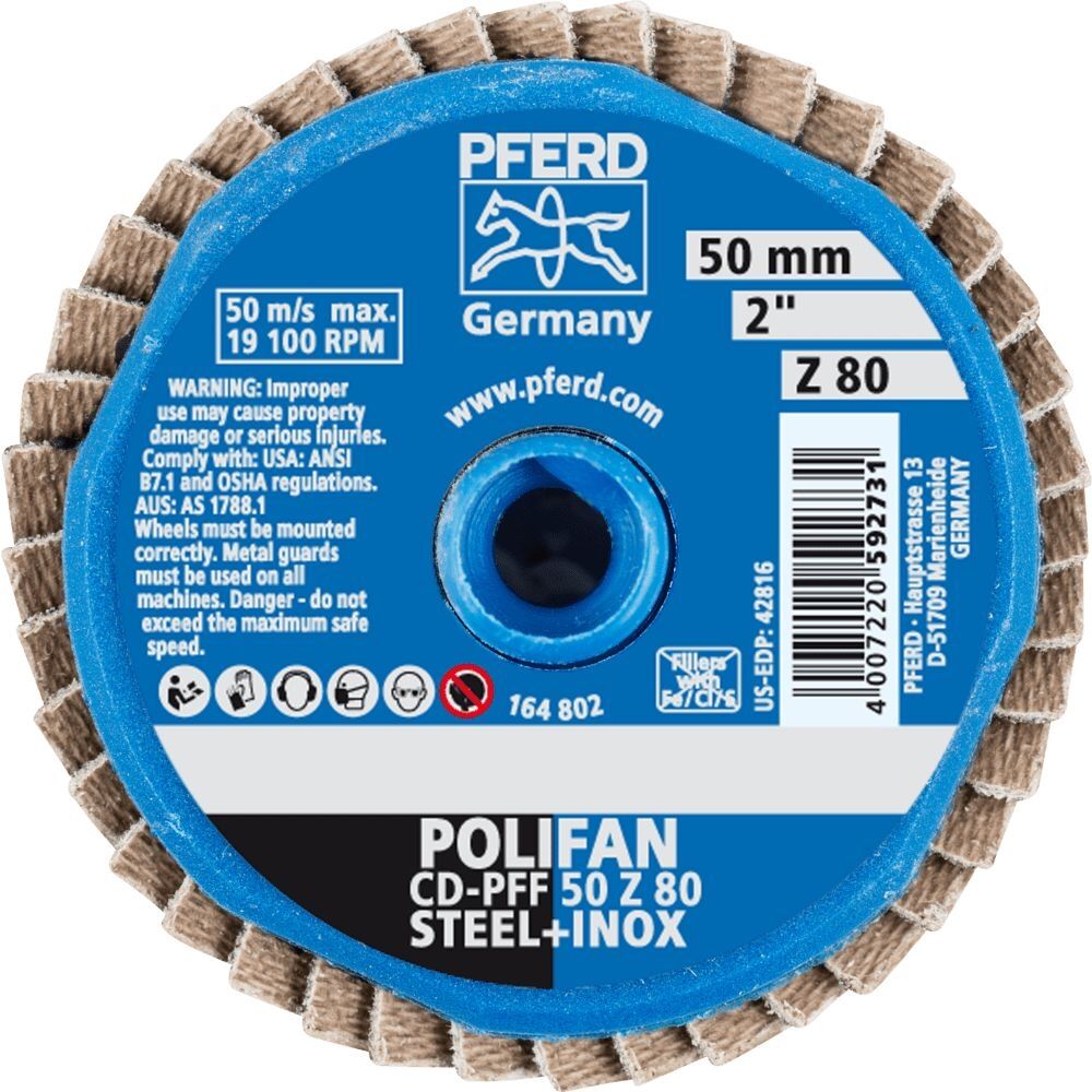 PFERD Fächerschleifscheibe COMBIDISC mini-Polifan 50mm Z80