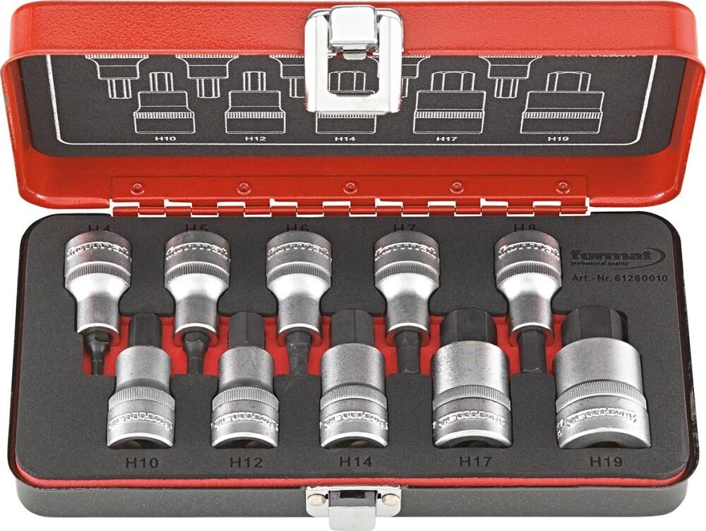 FORMAT Schraubendrehereinsatz Set 1/2" 4-19mm sechskant