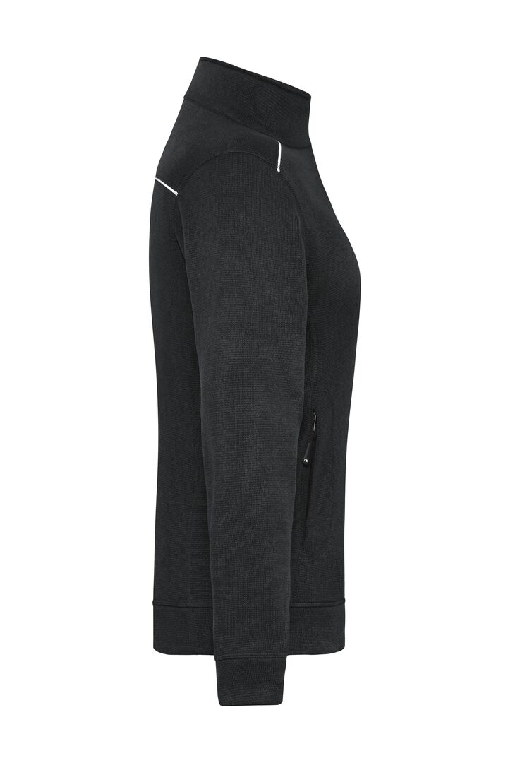 JAMES & NICHOLSON Strickfleece-Jacke Arbeitsjacke Damen Gr. XXL black/black JN897