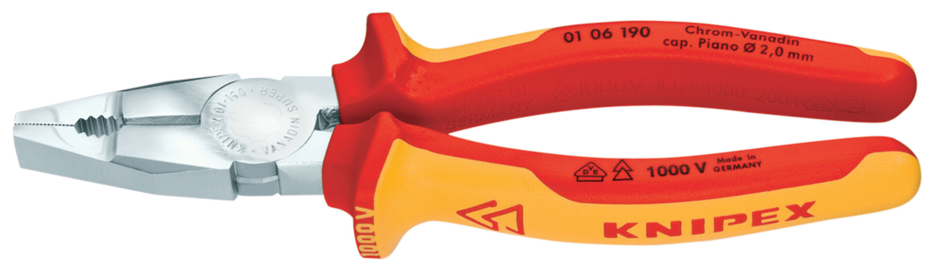 KNIPEX 01 06 160 Kombizange Chrom- Vanadin isol. Mehrk. VDE verchr. 160mm