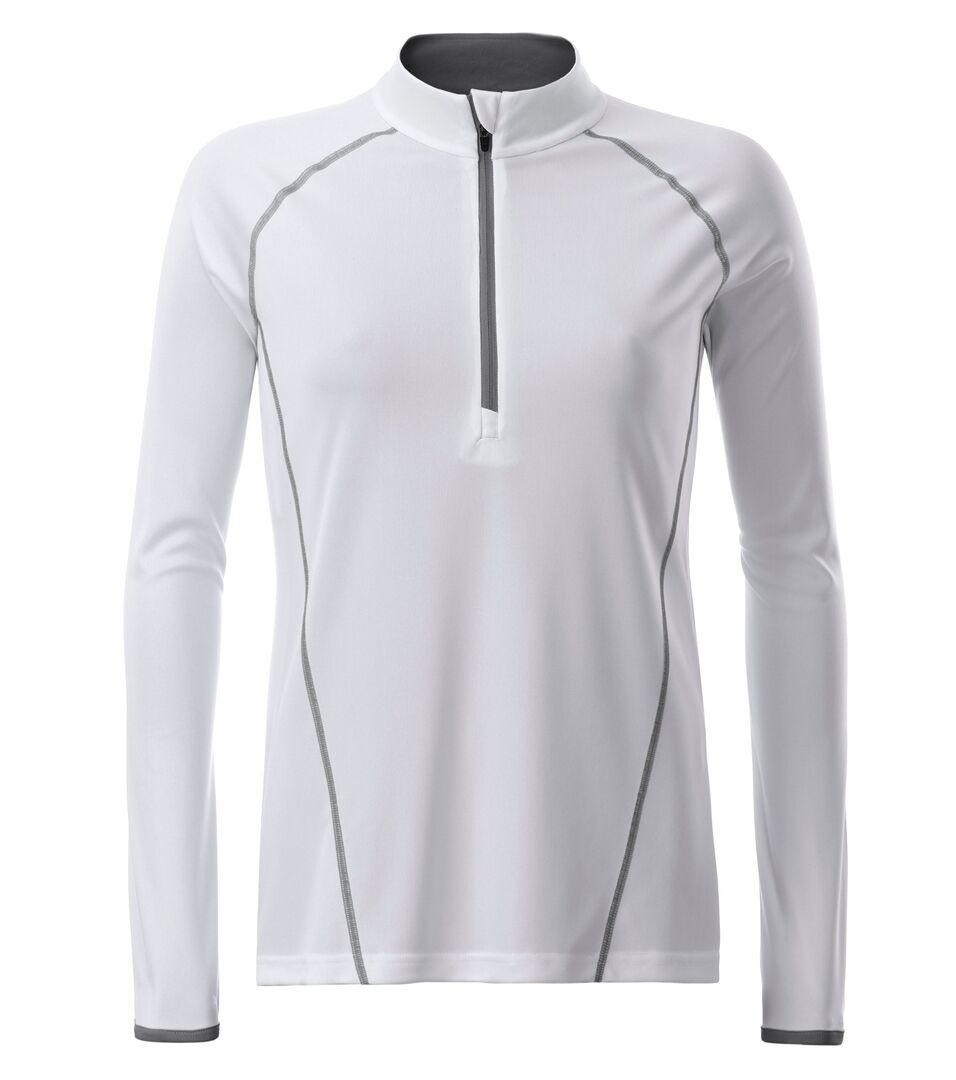 JAMES & NICHOLSON JN Ladies' Sports Shirt Longsleeve JN497 white/silver Größe XL