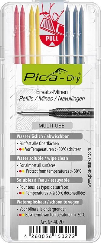 PICA Marker Ersatzminenset graphit gelb rot