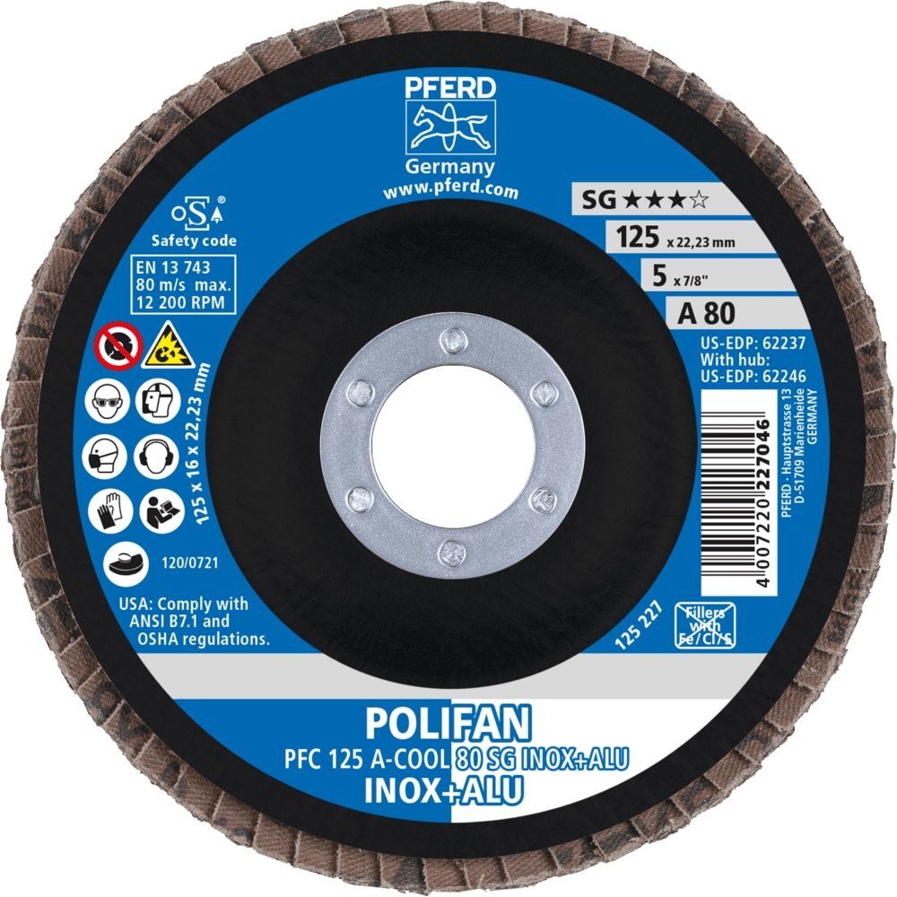 PFERD Fächerschleifscheibe gewölbt 125mm A80 SG-COOL