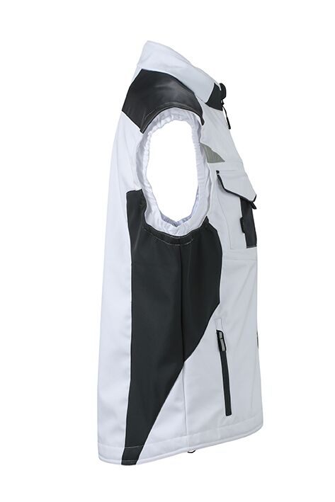 JAMES & NICHOLSON JN Workwear Softshell Vest JN845 100%PES white/carbon Größe M