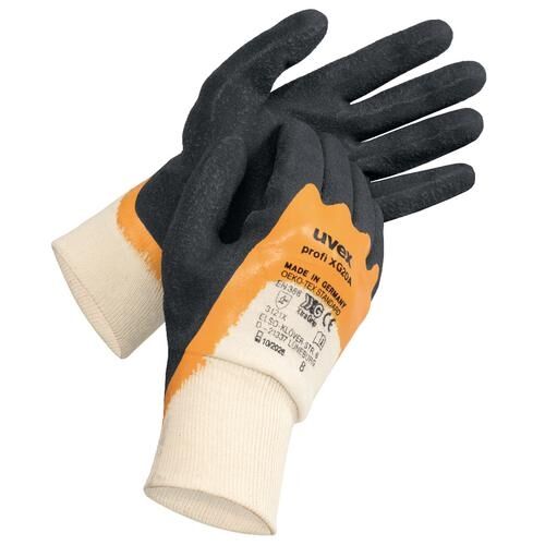 UVEX Schutzhandschuhe profi XG20A Gr. 7 Nitril orange/schwarz 6055.8