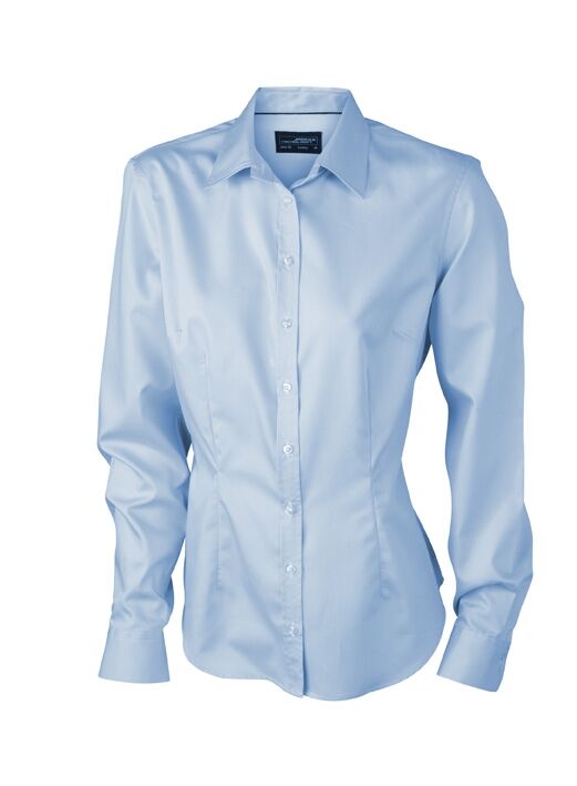 JAMES & NICHOLSON JN Ladies lang Blouse JN615 100%BW light-blue Größe L