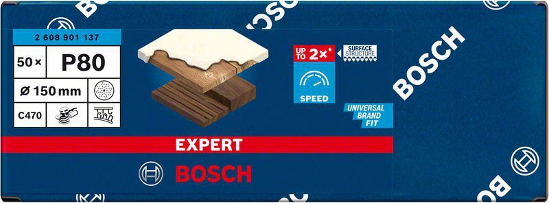 BOSCH Schleifblatt C470 EXPERT Mehrloch 150mm K80 VE 50