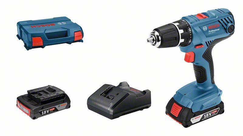 BOSCH Akku-Bohrschrauber GSR 18V-21 2x2,0Ah Akkus mit L-BOXX