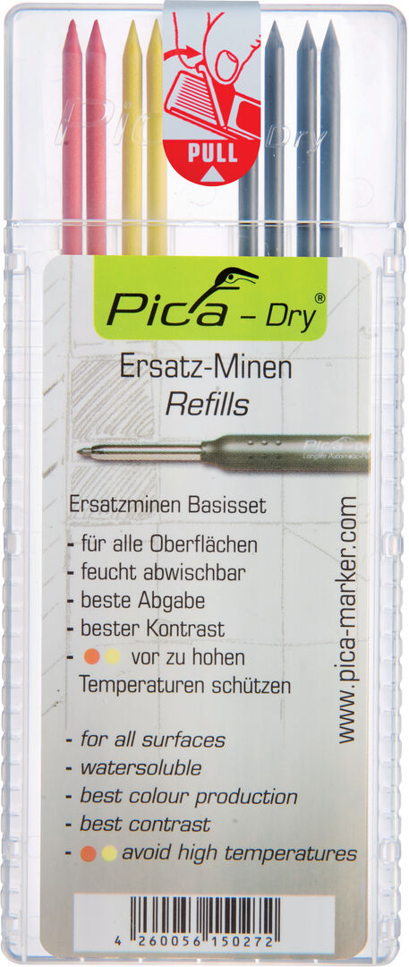 PICA-DRY-MARKER Ersatzminenset graphit gelb rot Pica