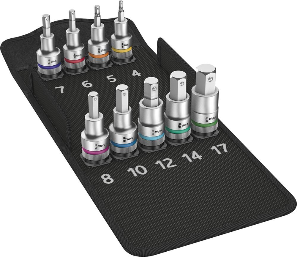 WERA Schraubendrehereinsatz Set 1/2" 9-teilig sechskant Haltefunktion