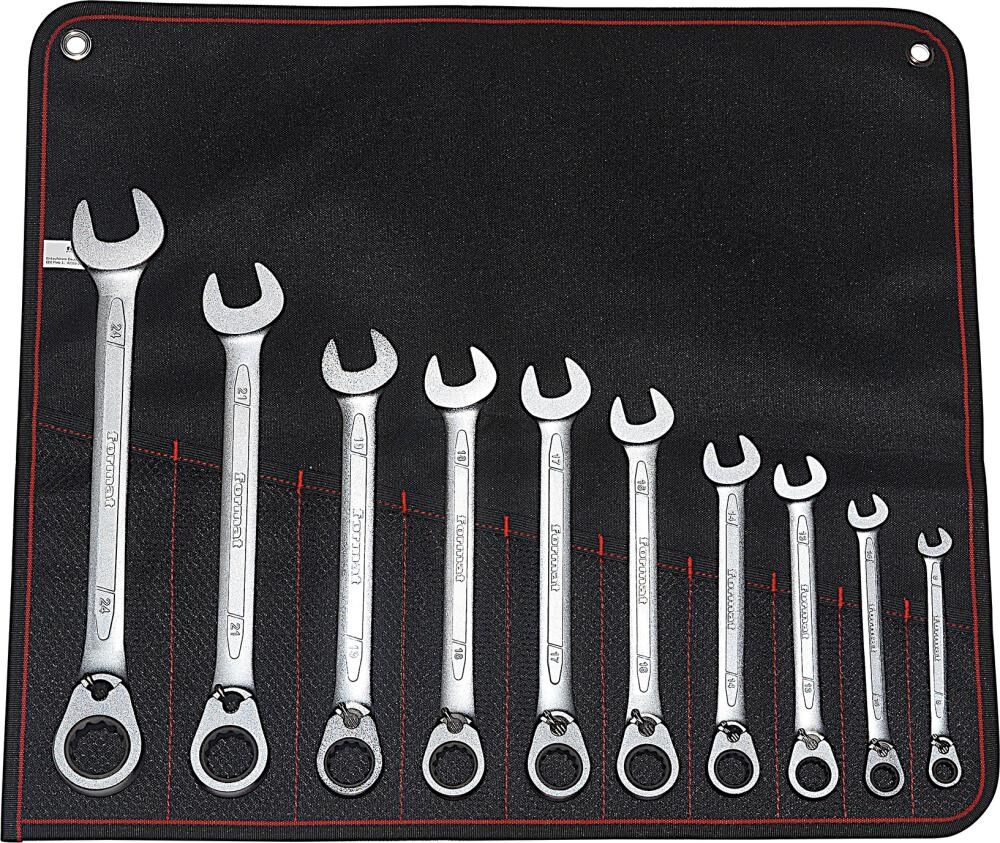 FORMAT Ratschenschlüssel Set 8-24mm umschaltbar 10-teilig in Rolltasche
