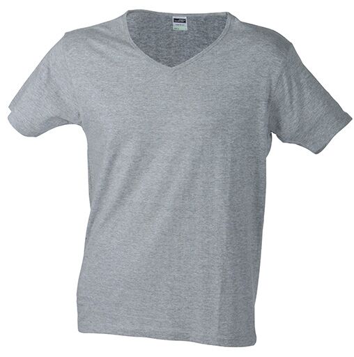 JAMES & NICHOLSON T-Shirt V-Neck grey-heather Gr. S