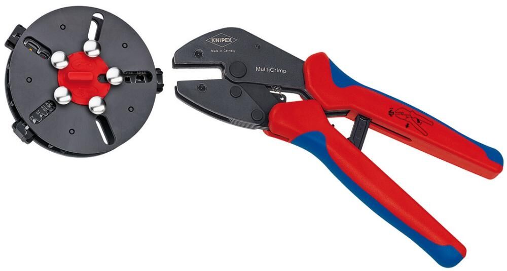 KNIPEX Crimpzange 250mm MultiCrimp Wechselmagazin Mehrkomponenten-Hülle brüniert 97 33 01