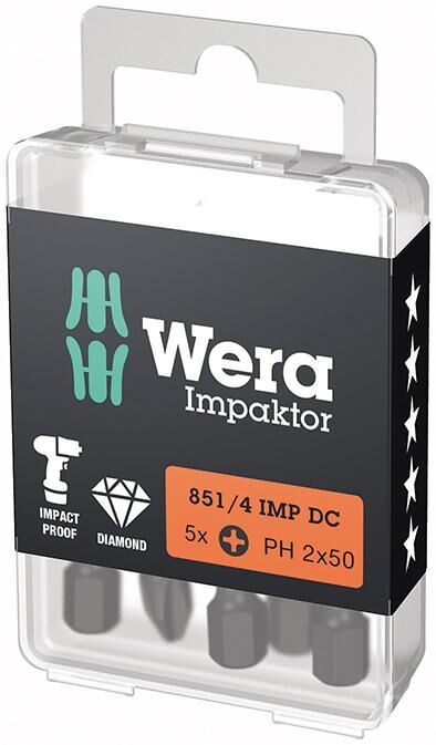 WERA Kreuzschlitz Bit 1/4" Impaktor PH 2x50mm 851/4 IMP DC