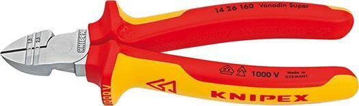 KNIPEX Abisolier-Seitenschneider 160mm isoliert VDE verchromt 14 26 160