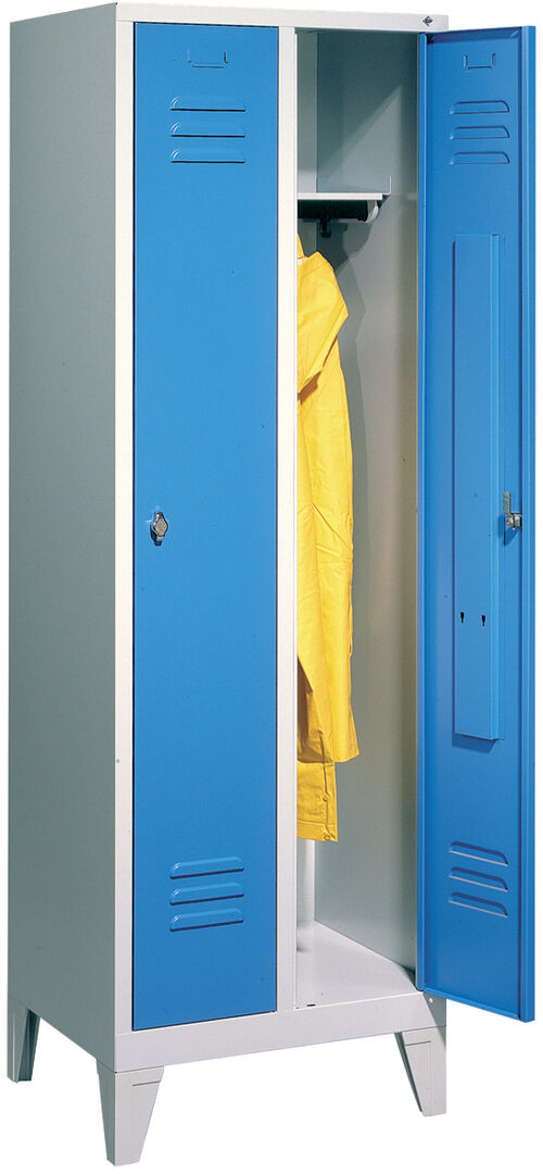 CP Garderobenschrank Classic mit Füßen 2 Abteile,1850x610x500, RAL 7035/7035