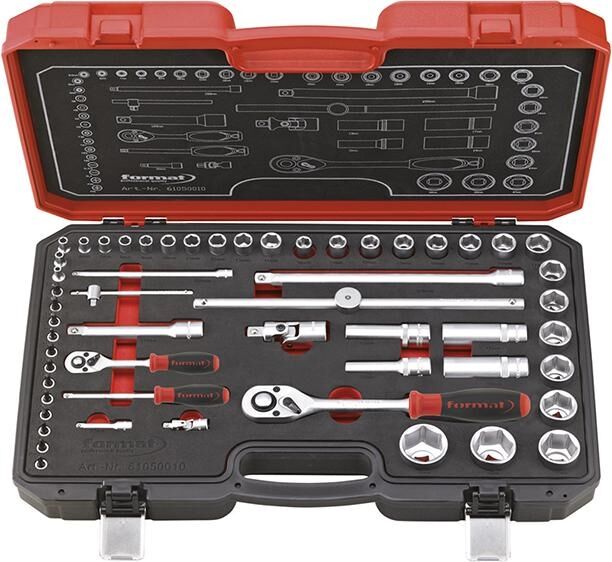 FORMAT Steckschlüssel Set 1/4" +1/2" 55-teilig