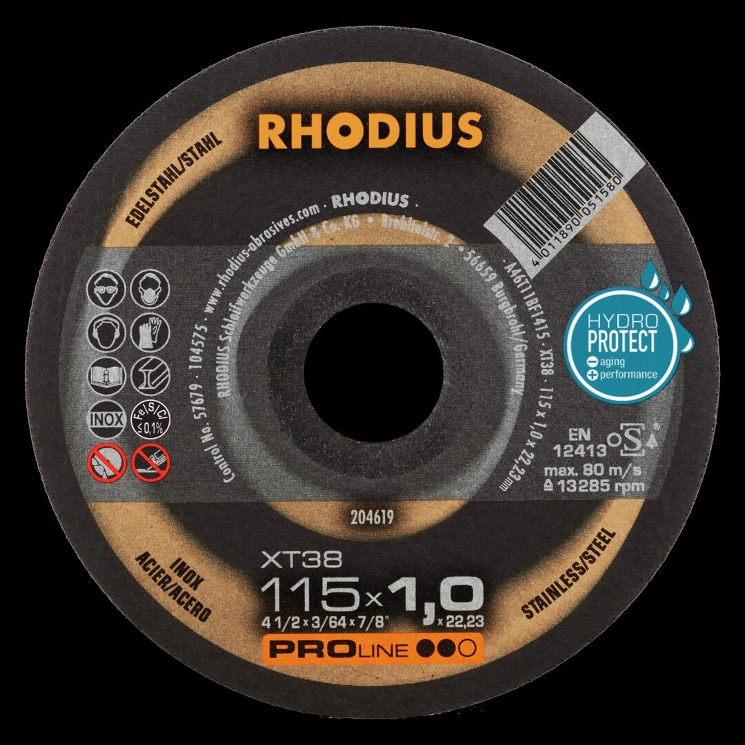 RHODIUS Hochleistungstrennscheibe Trennscheibe FT 38 INOX Top 115x1,0x22,2mm