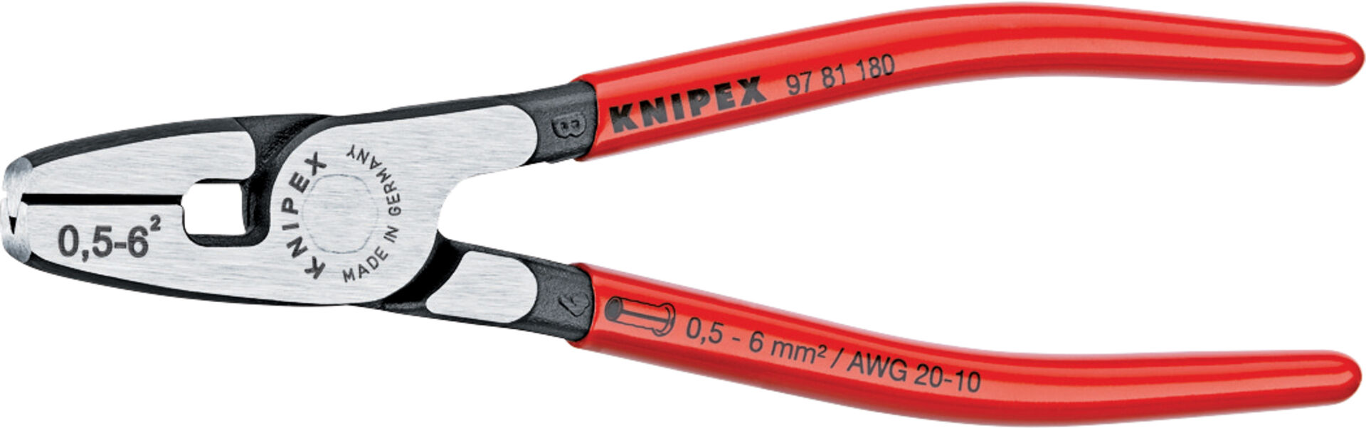 KNIPEX 97 81 180 Crimpzange für Aderendhülsen mit Fronteinführung 180mm