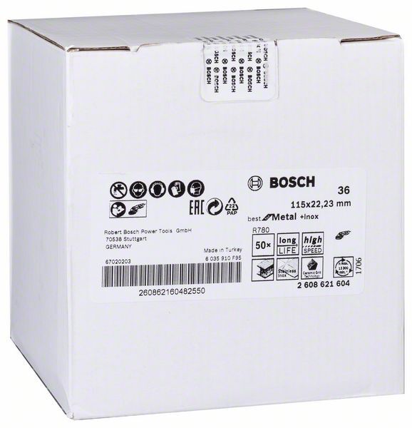BOSCH Fiberschleifscheibe R780 Best for Metal 115mm K36
