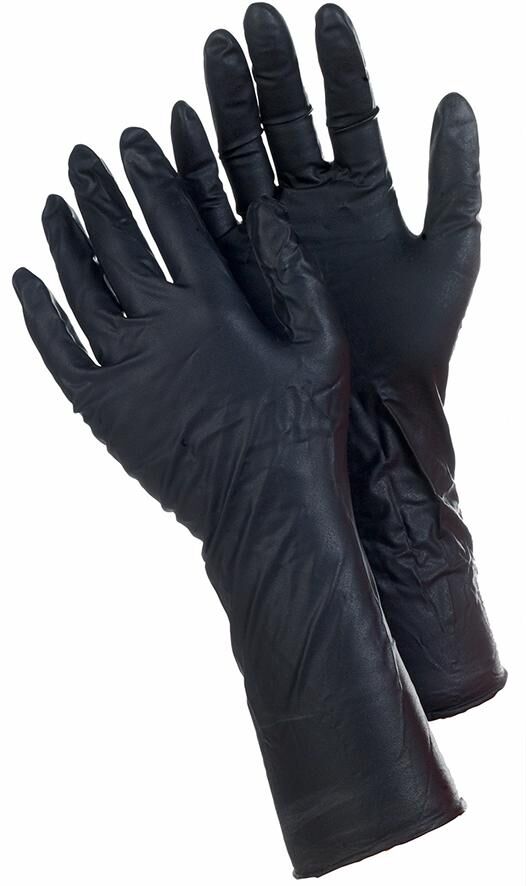 TEGERA Laborhandschuhe 849 Gr. 8 puderfrei Nitril 30cm schwarz 50 Stück/Box