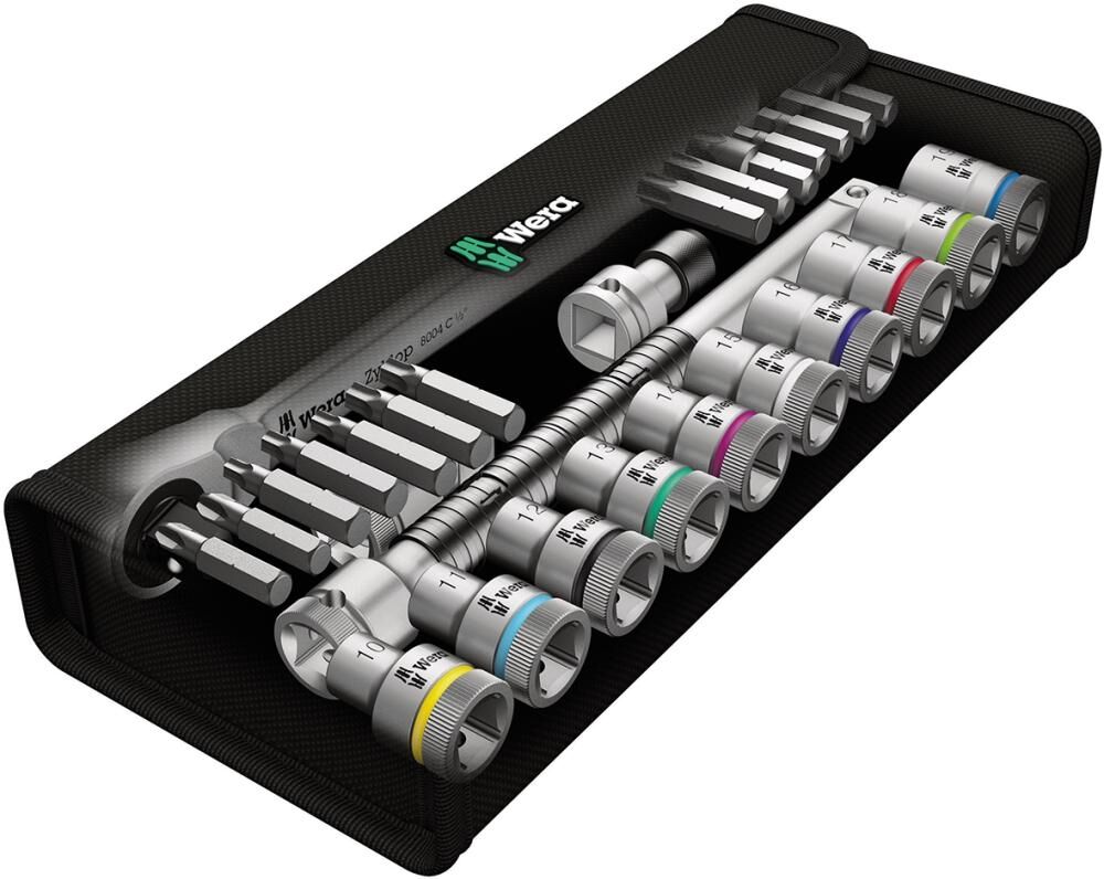 WERA Metall-Knarrensatz mit Umschalthebel 1/2" Antrieb 8100 SC 8 Zyklop metrisch
