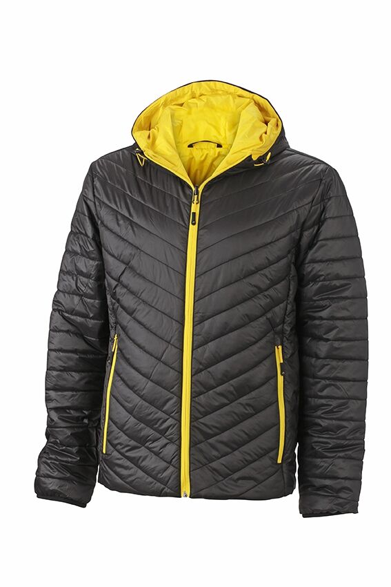 JAMES & NICHOLSON JN Mens Lightweight Jacket JN1092 100%PA black/yellow Größe M