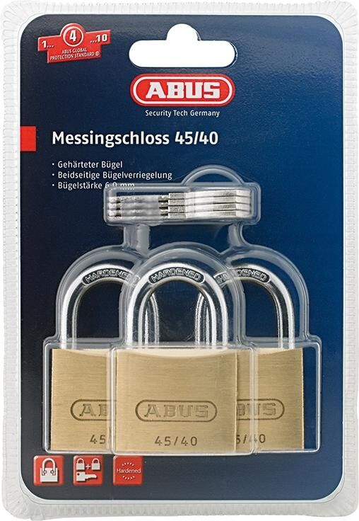 ABUS Vorhangschloss Quad-Pack SB Messing Zylinder