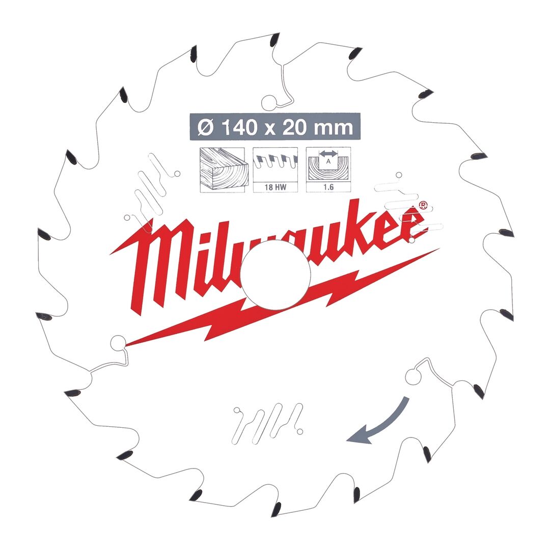MILWAUKEE Kreissägeblatt Holz für Akku Kreissägen 140/20mm Z18 Wechselzahn