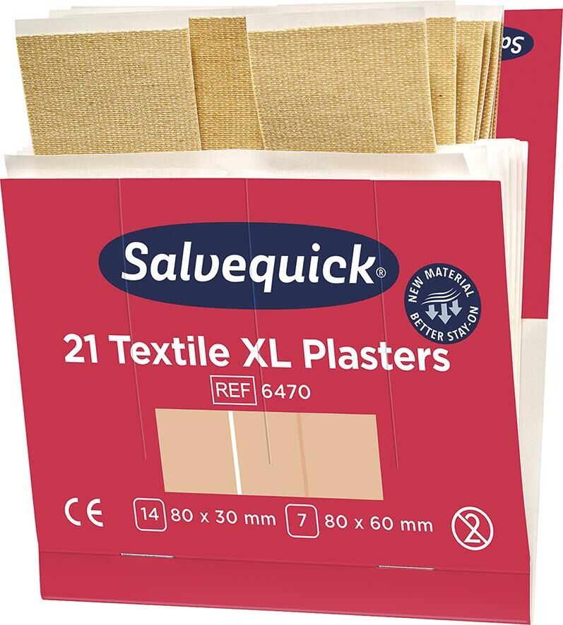 SALVEQUICK Nachfüllpack 6x21 Pflaster Textil extra groß