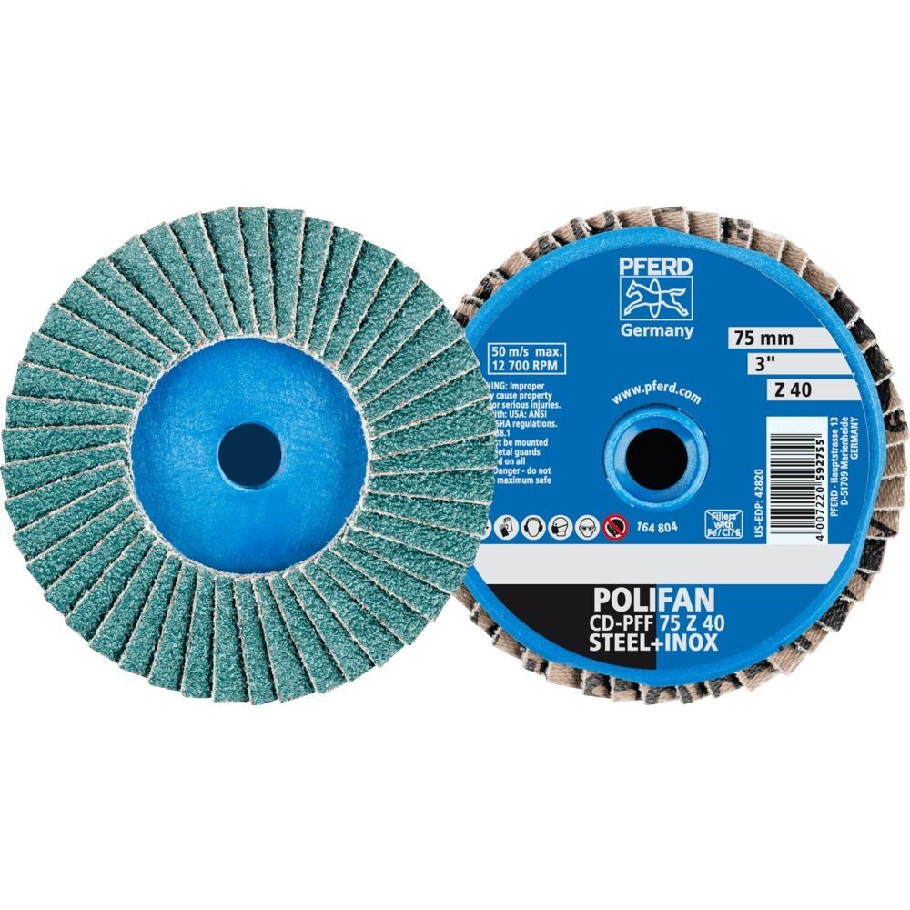 PFERD Fächerschleifscheibe COMBIDISC mini-Polifan 75mm Z40
